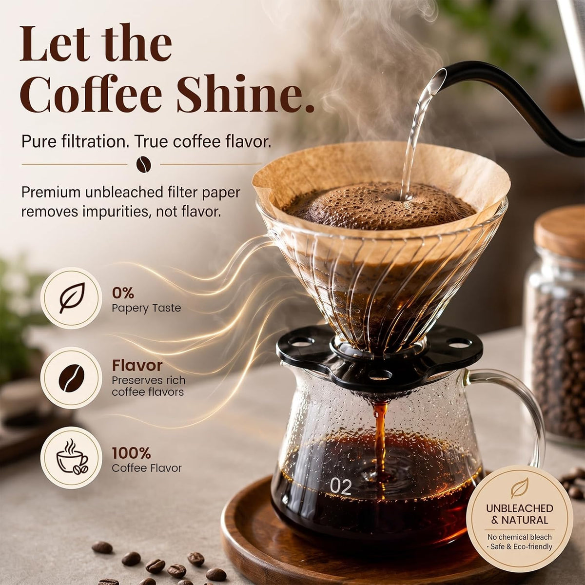 Niveaya #2 Cone Coffee Filters,200Pcs, Pour Over Coffee Filters for 2-4 Cup