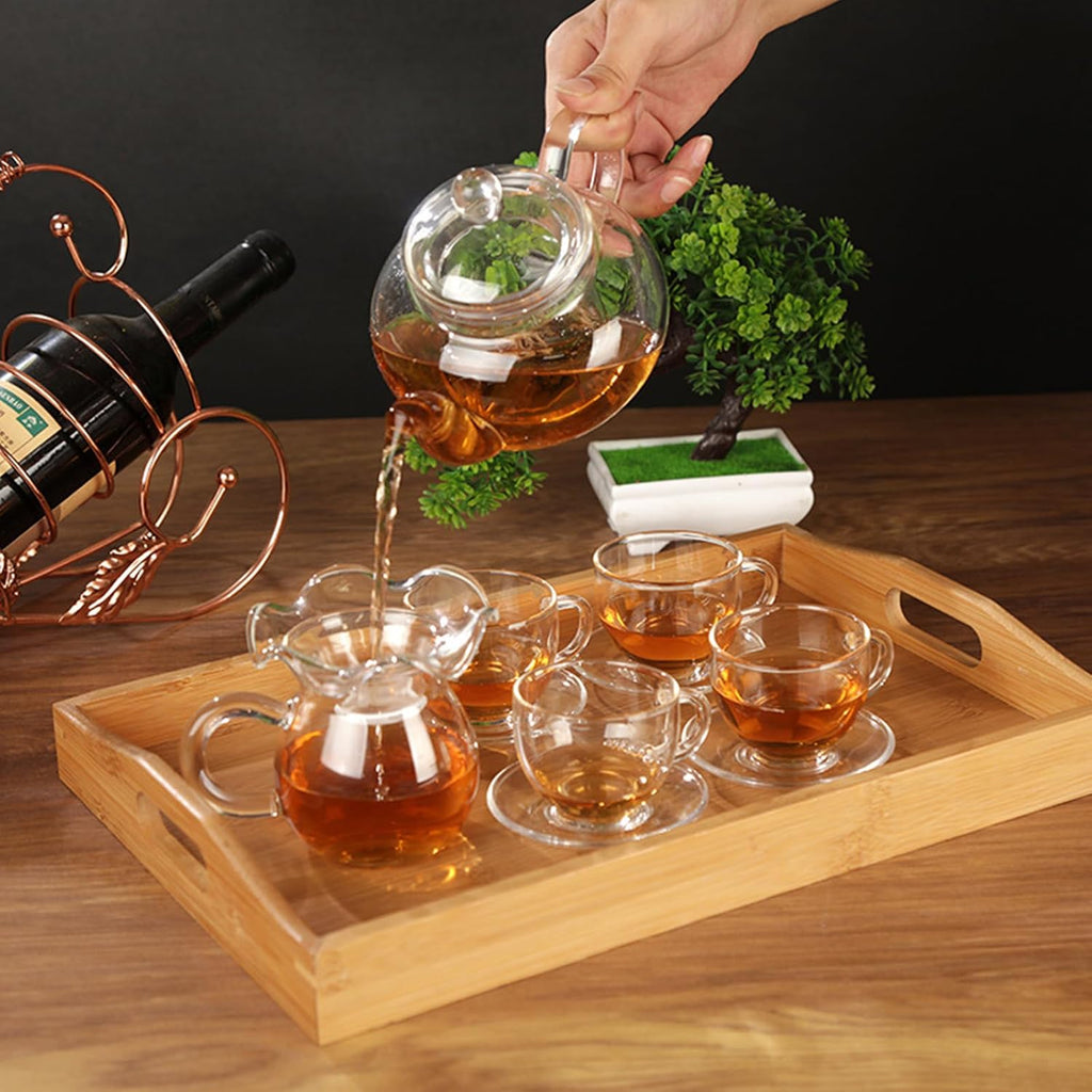 Glass Teapot Stovetop Safe-Clear Teapot with Removable Infuser-Loose Leaf and Blooming Tea Maker (20.3oz)
