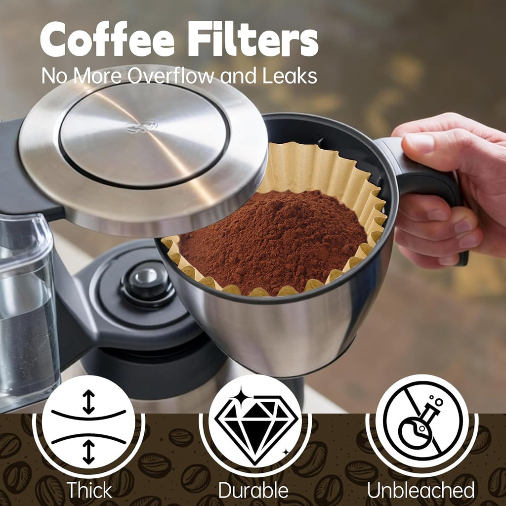 100 PCS Coffee Filters Compatible with Breville, Extra Large Basket Coffee Filters, Unbleached Disposable Paper, Smooth Brew Extraction, Will Not Tear or Clog, Ideal for Home Brewing