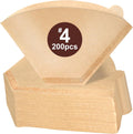 200Pcs #4 Coffee Filters Cone 8-12 Cup for Drip Coffee Maker
