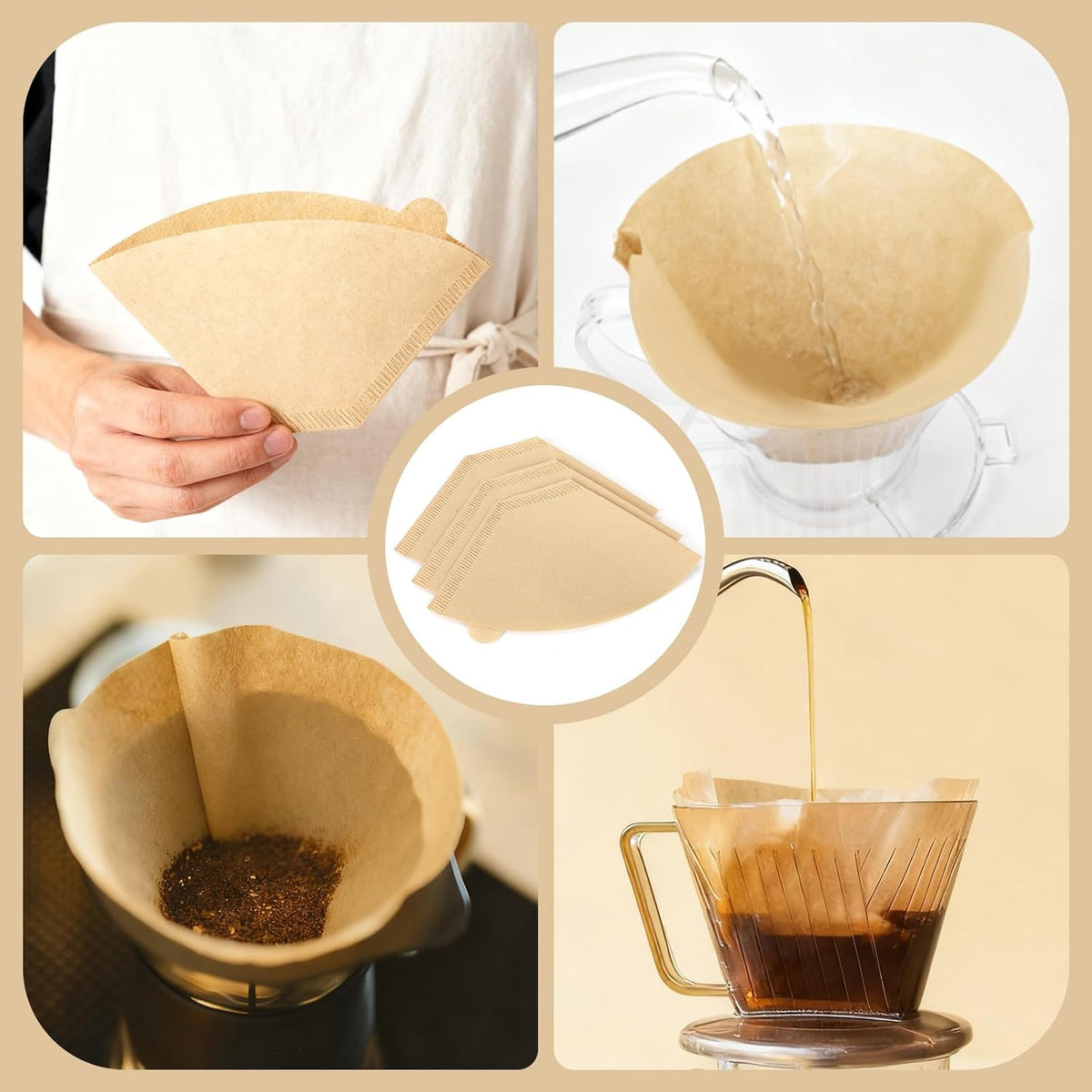 250 Count Coffee Filters #2, Premiun Unbleached Natural No Blowout, 2-4 Cup