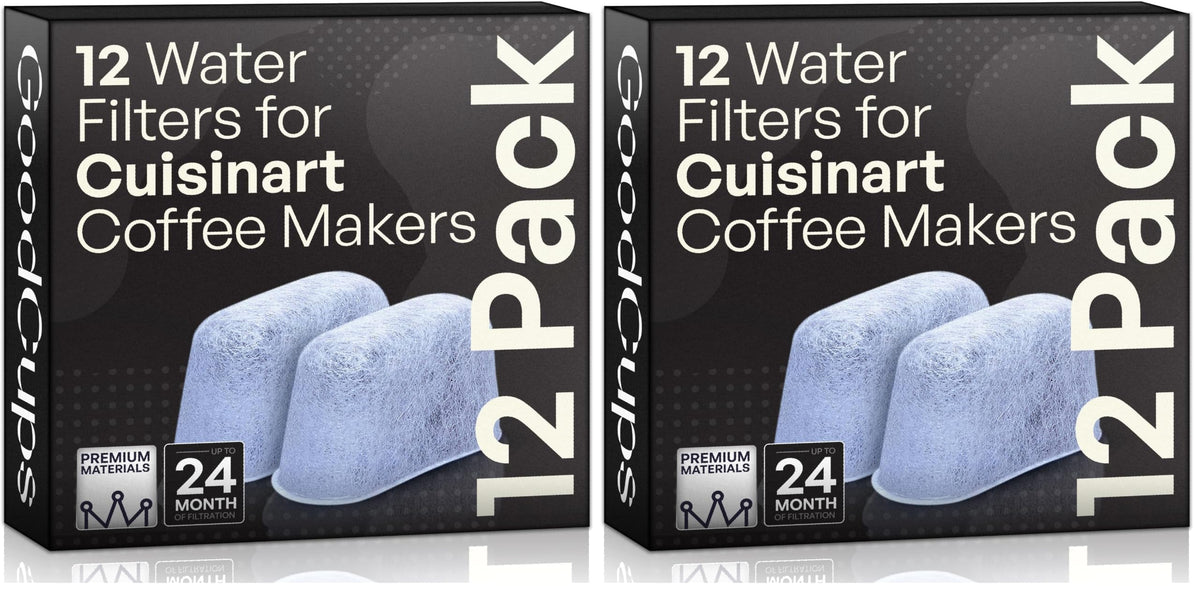 12 Pack Water Filters for Cuisinart Coffee Makers by GoodCups - Replacement Charcoal Water Filters - Fits All Cuisinart Coffee Machines