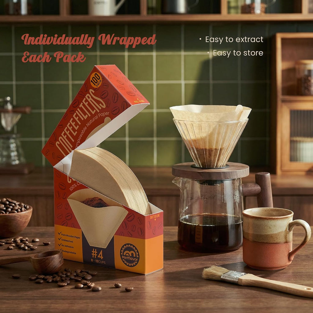 500 Count Coffee Filters #4, Unbleached Cone Coffee Filter 8-12 Cup