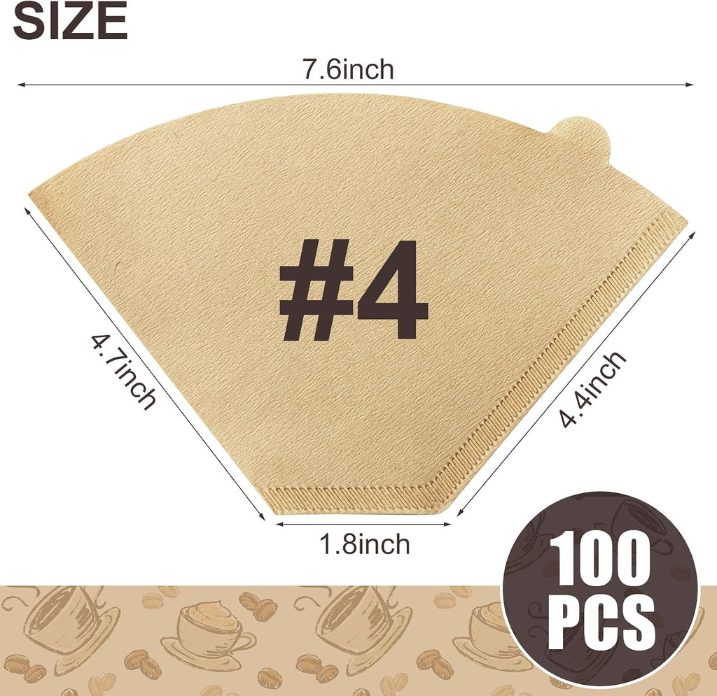 100 Count #4 Cone Coffee Filters 8-12 Cup Compatible with Ninja Maker