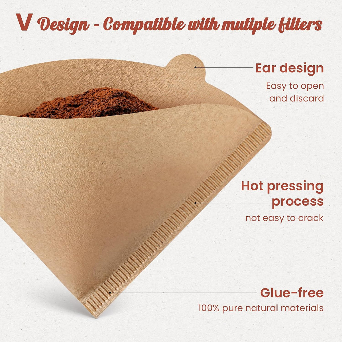 300Pcs Coffee Filters #2, Disposable Unbleached V60 Coffee Filter 2-4 Cup