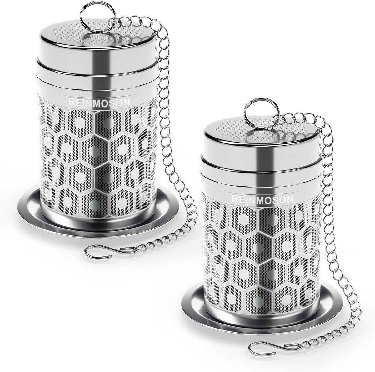 2 Pack Reinmoson 304 Stainless Steel Tea Strainers for Loose Tea 1.5”x2.2”