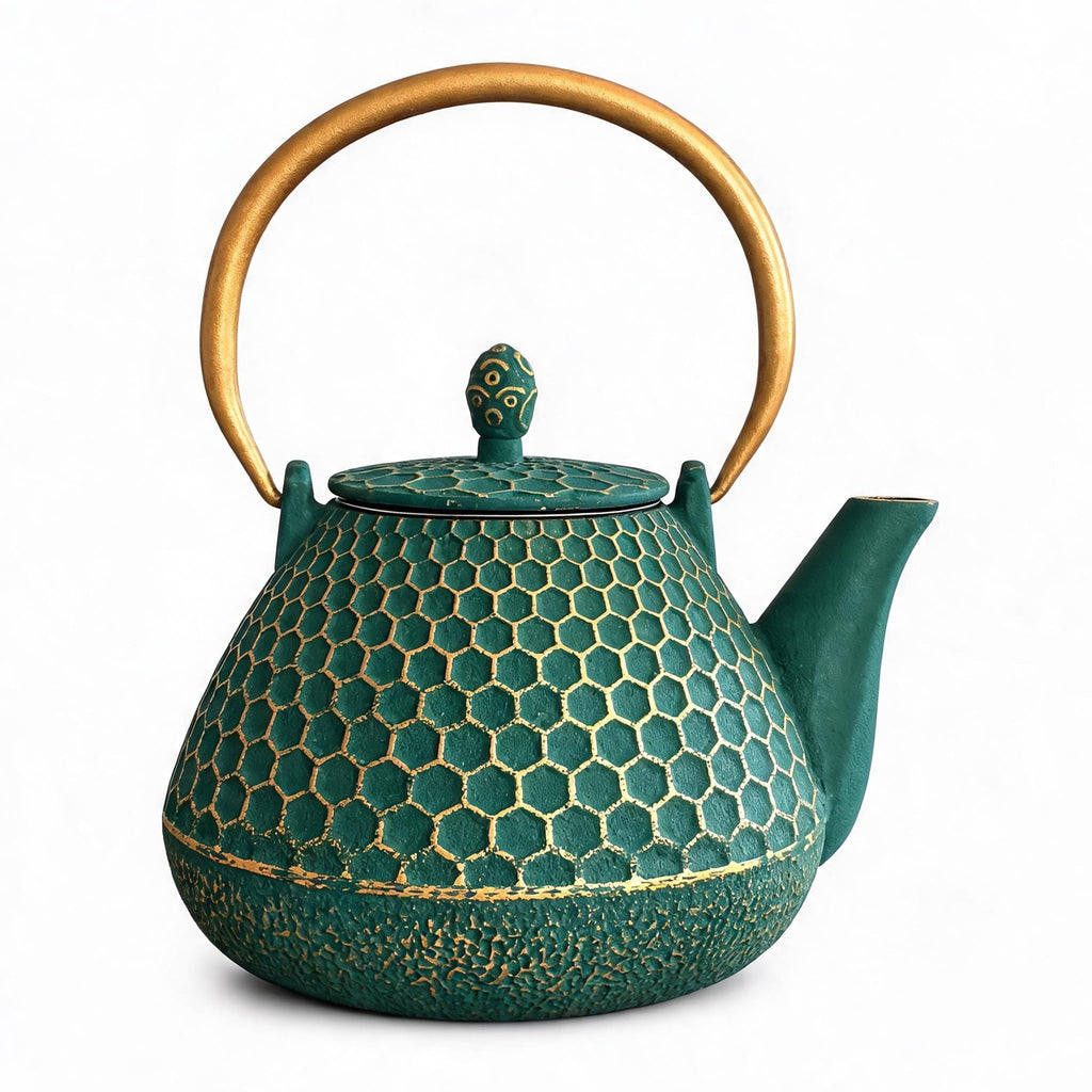 YJX 34oz Cast Iron Tea Kettle for Stovetop, Green Tea Pot for Loose Tea