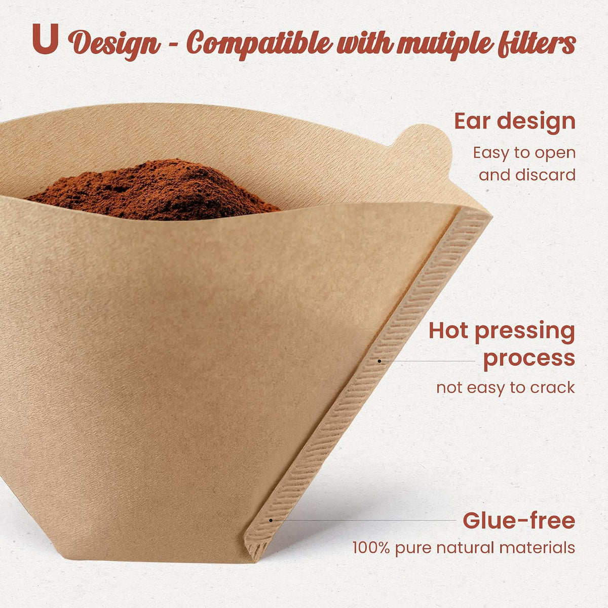 #4 Coffee Filters 100 Count, Unbleached Cone Coffee Filters 8-12 Cup