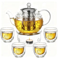 Amzcku 50OZ/1500ml Vintage Glass Teapot with Removable Infuser – Stovetop Safe, Borosilicate Glass Tea Kettle for Blooming & Loose Leaf Tea