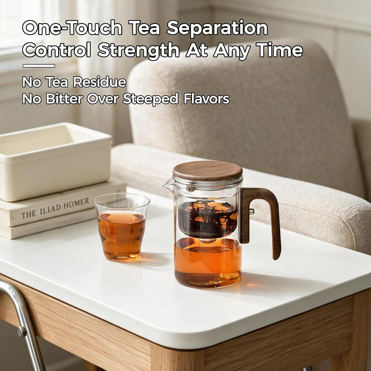 Magic Tea Pot, Glass Teapot with Tea Infuser, 24 oz