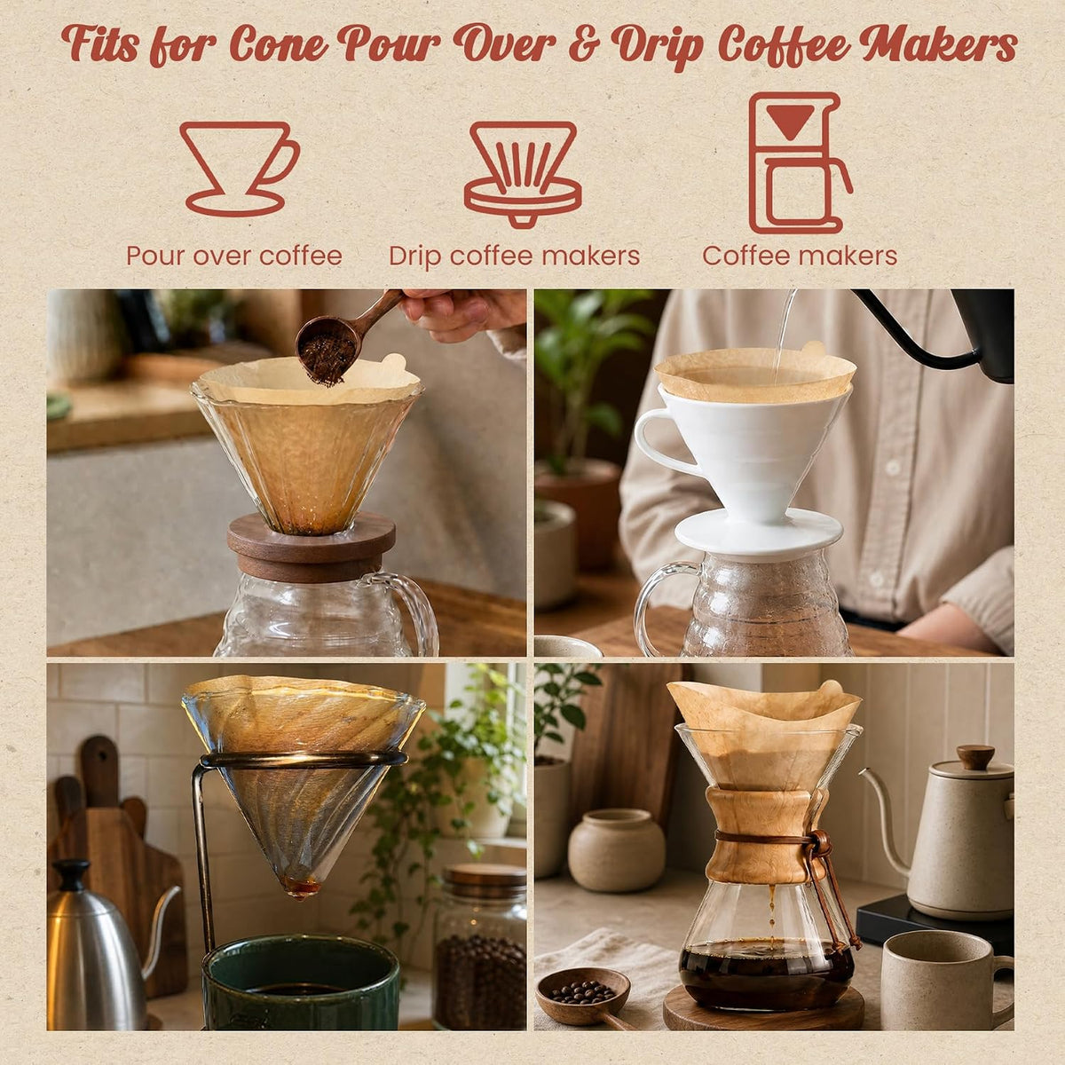 300Pcs Coffee Filters #2, Disposable Unbleached V60 Coffee Filter 2-4 Cup