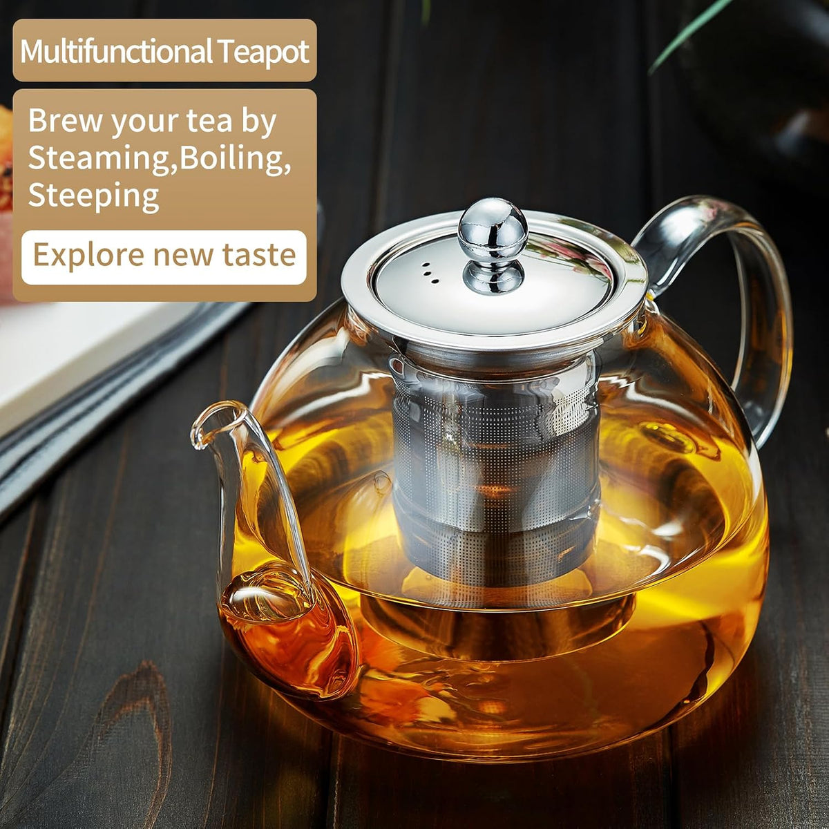 DOPUDO Glass Teapot with Infuser, 40 oz Borosilicate Tea Kettle