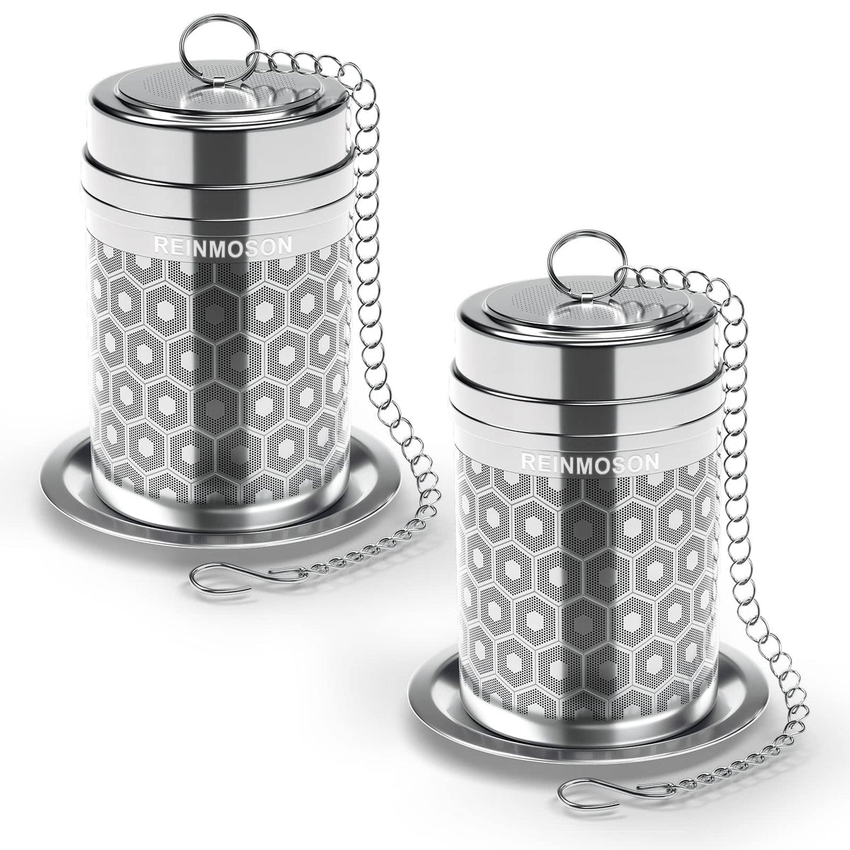 2 Pack Reinmoson 304 Stainless Steel Tea Strainers for Loose Tea 1.5”x2.2”