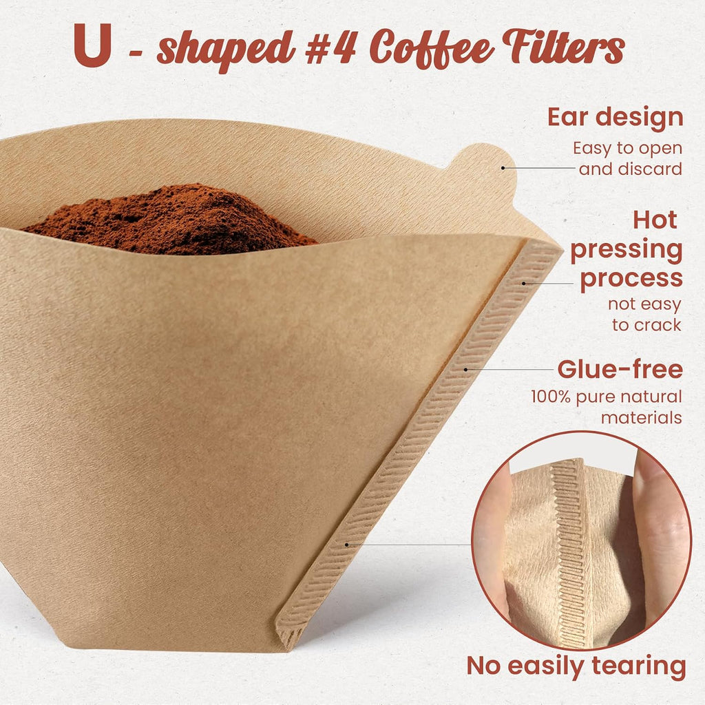500 Count Coffee Filters #4, Unbleached Cone Coffee Filter 8-12 Cup