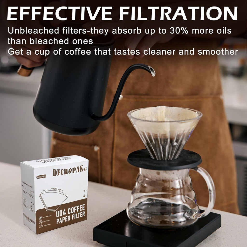 200Pcs #4 Coffee Filters Cone 8-12 Cup for Drip Coffee Maker