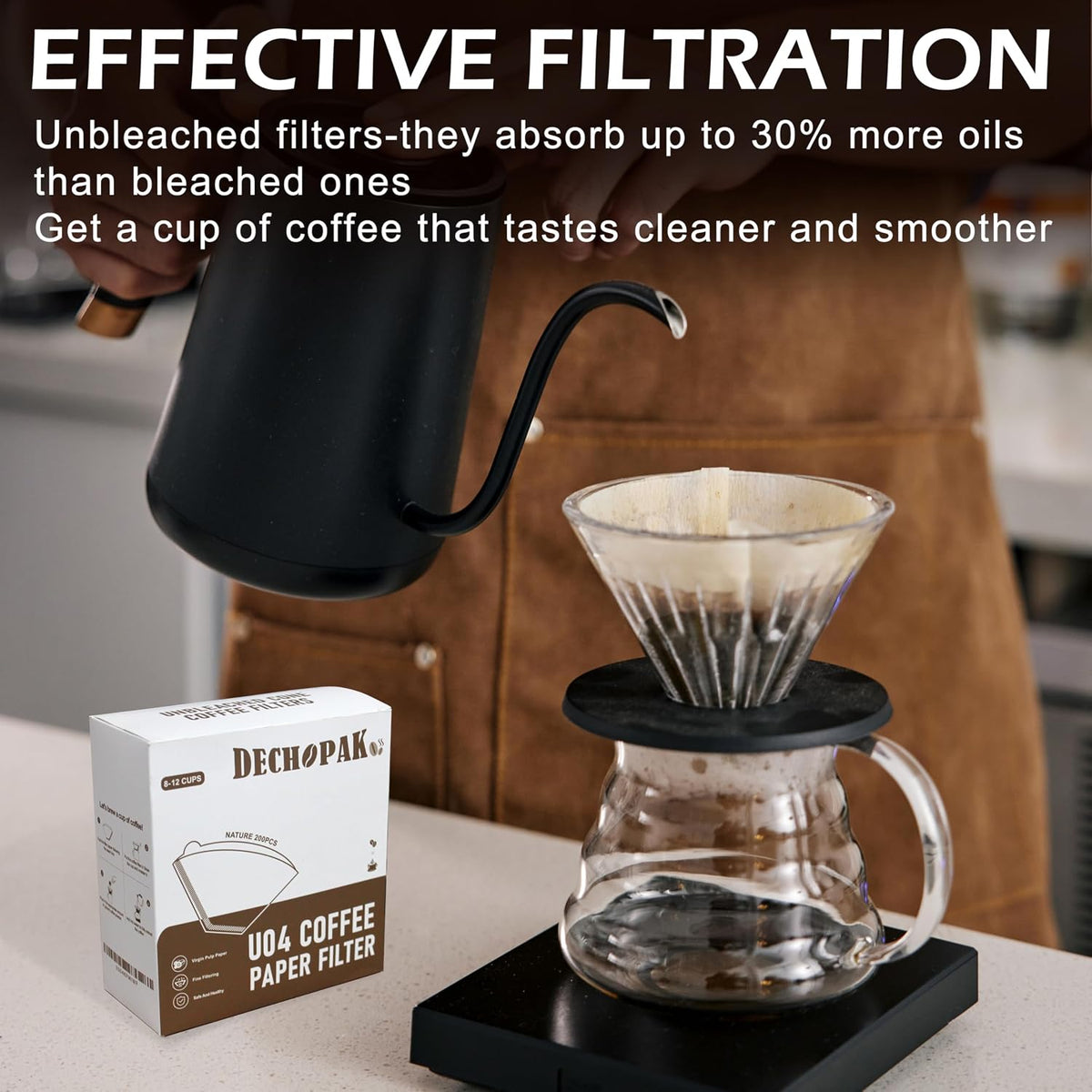200Pcs #4 Coffee Filters Cone 8-12 Cup for Drip Coffee Maker