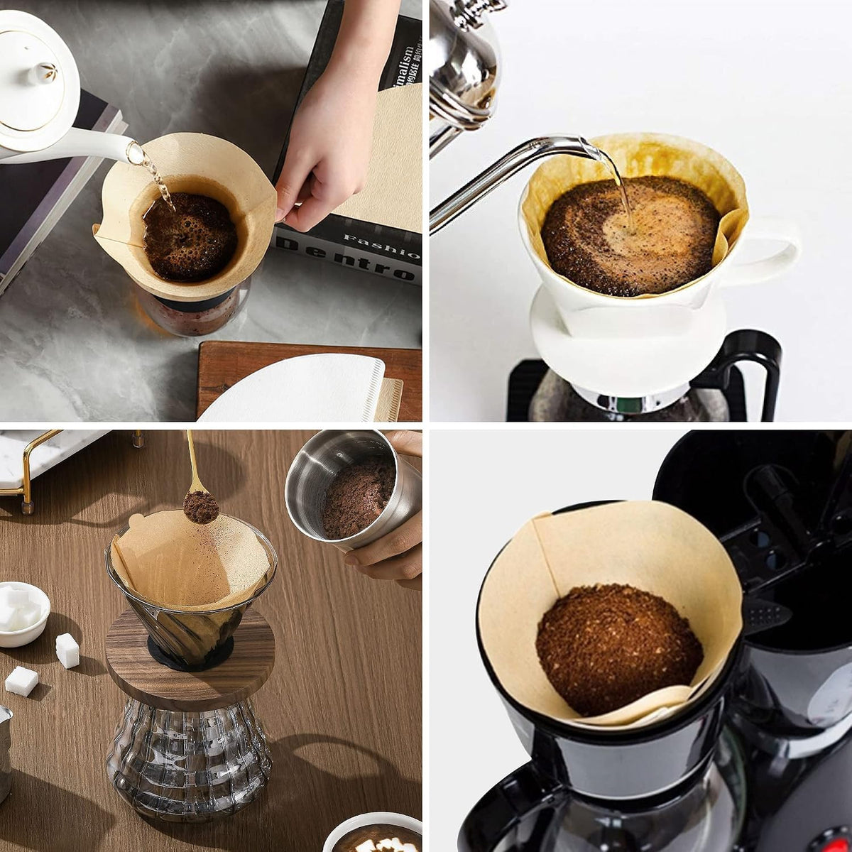 peaceleaf Cone Coffee Filters (Natural Unbleached, 300 Pieces, #4 Size)