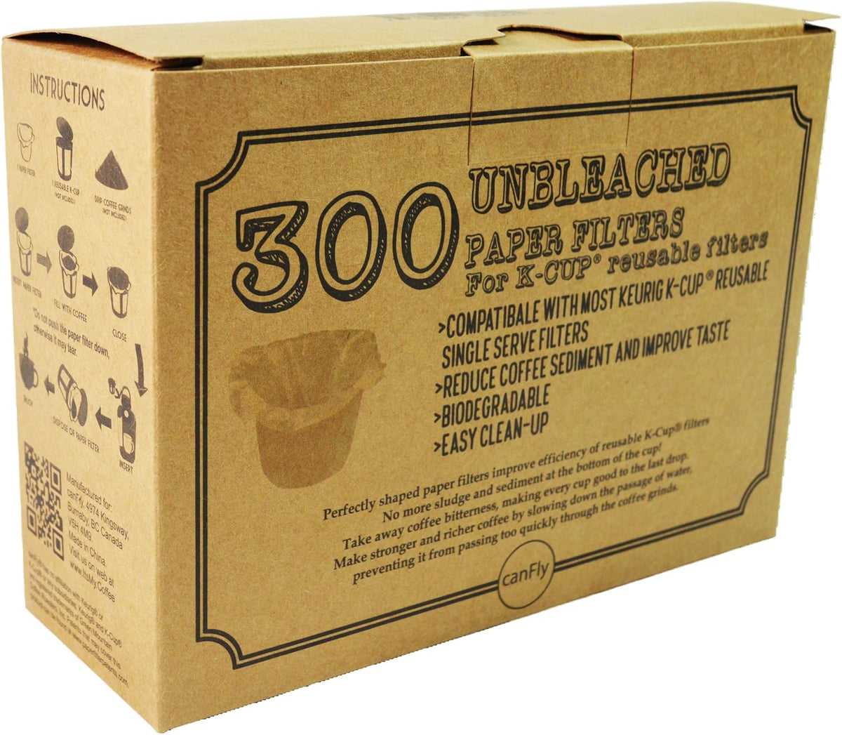 K Cup Paper Filters Disposable for Reusable Coffee Pods, 300 Count