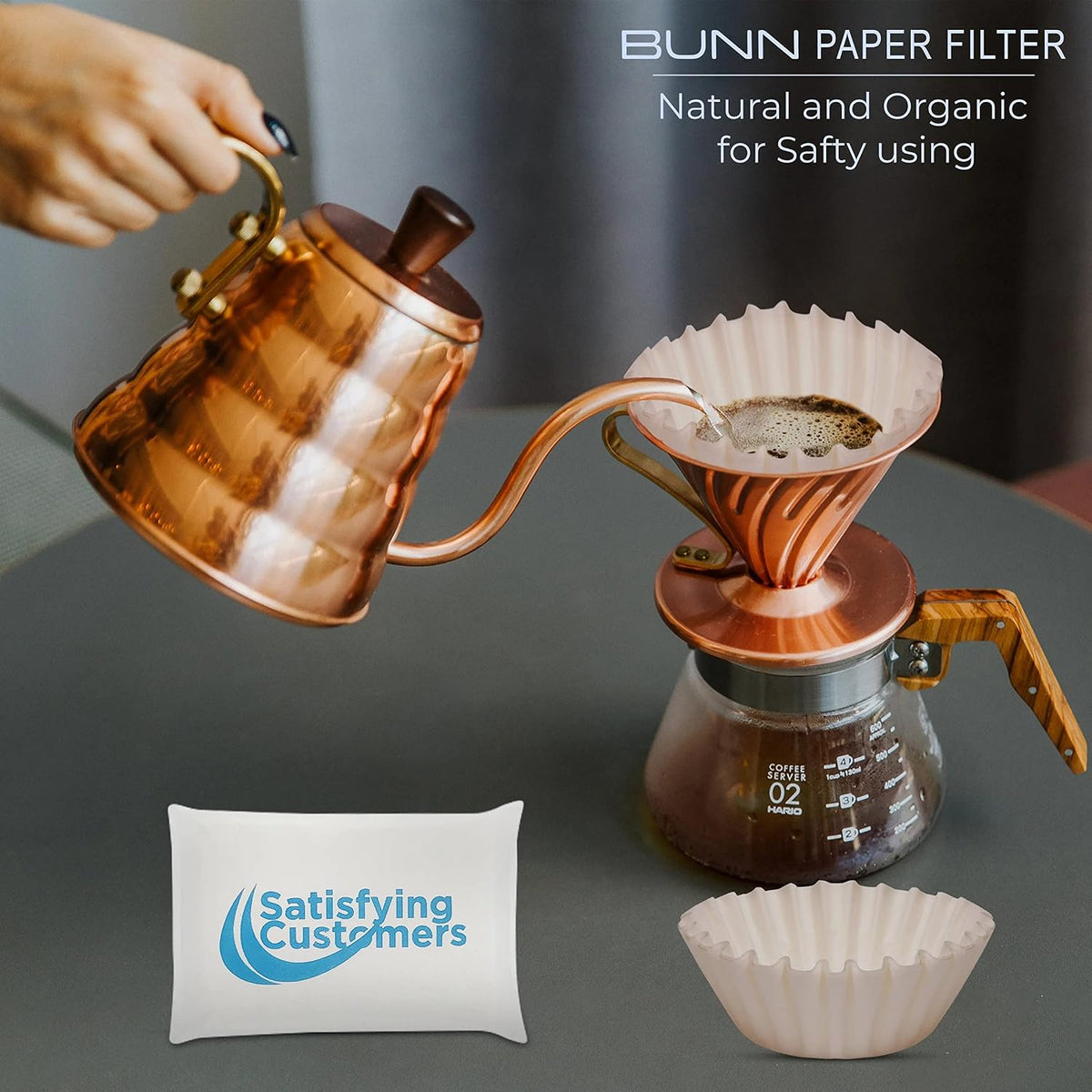 BUNN Coffee Filter – 4 PK - 100 PCS per Pack – Taller – Flat Bottom Liner – Quality Paper for Most Coffee Makers – Aromatic Brew – with Satisfying Customers Travel Tissue Pack (4PK)