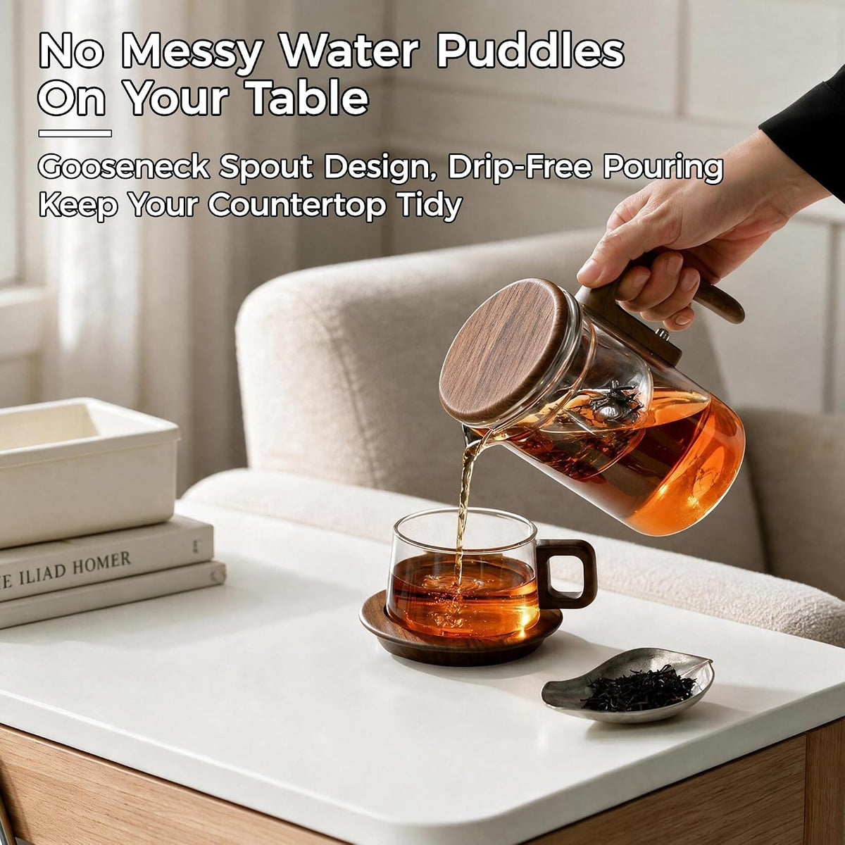 Magic Tea Pot, Glass Teapot with Tea Infuser, 24 oz