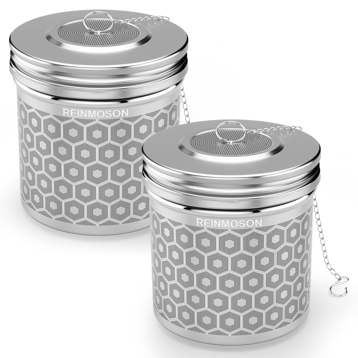 2 Pack Reinmoson 304 Stainless Steel Tea Strainers for Loose Tea 1.5”x2.2”