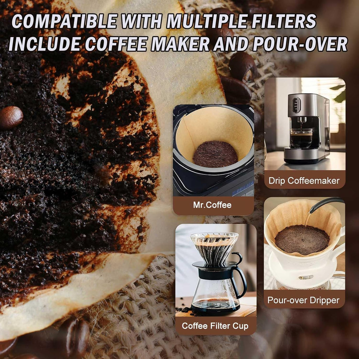 200Pcs #4 Coffee Filters Cone 8-12 Cup for Drip Coffee Maker