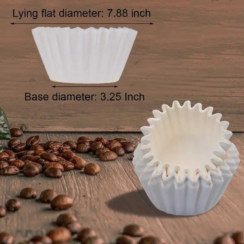 Basket-Style White Chlorine-Free Oxygen Bleaching Coffee Filters, 100 Count, 8-12 Cups Capacity - 7.875x3.25" Flat Bottom, Glue-Free, Disposable for Optimal Coffee Extraction Brewing, White 100 Count