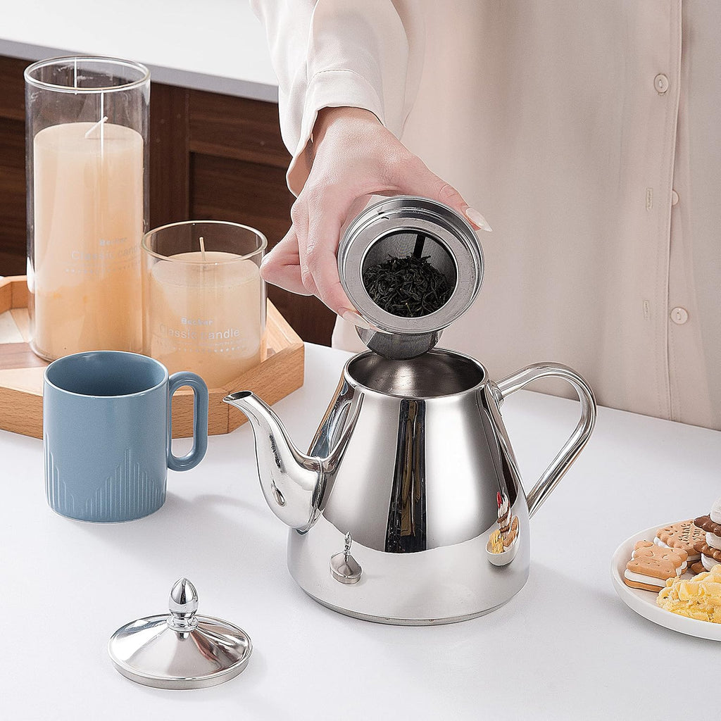 SANQIAHOME 2000ml Teapot with Infuser, Comfortable Handle, Mirror Polished