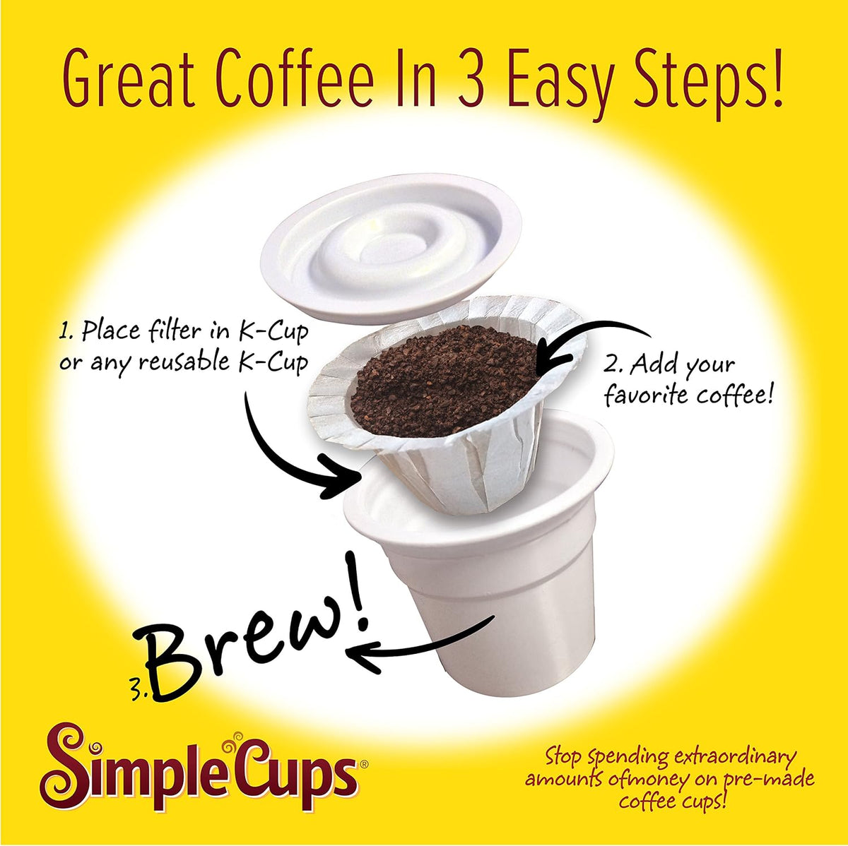Disposable Paper Coffee Filters 300 Count - Compatible with Keurig, K-Cup machines & other Single Serve Coffee Brewer Reusable K Cups - Use & Make Your Own Pods - Works with All Brands, Gift