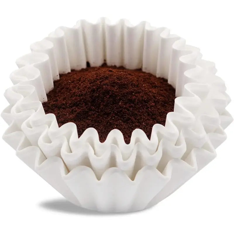 Basket-Style White Chlorine-Free Oxygen Bleaching Coffee Filters, 100 Count, 8-12 Cups Capacity - 7.875x3.25" Flat Bottom, Glue-Free, Disposable for Optimal Coffee Extraction Brewing, White 100 Count