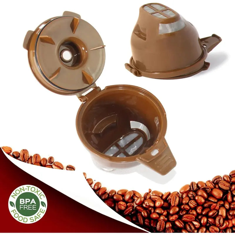 Food Grade Reusable Plastic Coffee Filter Brew Baskets (2-Pack) - Permanent Removable Parts for Hamilton FlexBrew Models 49974,49975,49976,49979,49957,49954,49947,49940,49950,49966,49968, Enhanced Filtration, Dishwasher Safe, Brown, Cost-Effective, Food G