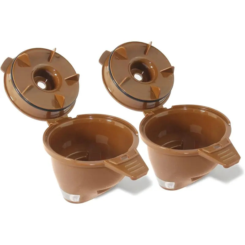 Food Grade Reusable Plastic Coffee Filter Brew Baskets (2-Pack) - Permanent Removable Parts for Hamilton FlexBrew Models 49974,49975,49976,49979,49957,49954,49947,49940,49950,49966,49968, Enhanced Filtration, Dishwasher Safe, Brown, Cost-Effective, Food G