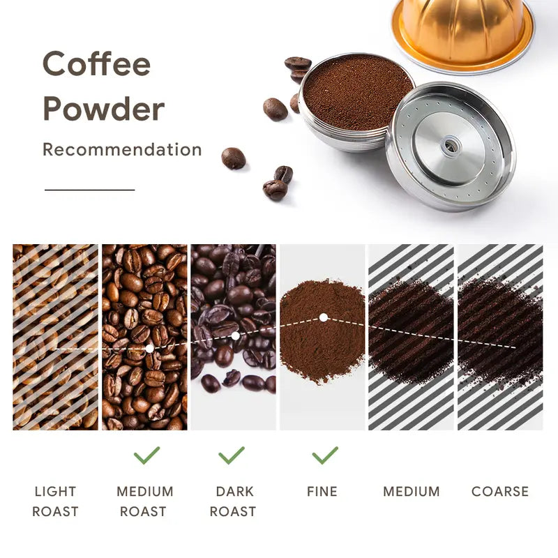Icafilas Reusable Coffee Filter Capsule - Food-Grade Stainless Steel & Aluminium, 9g, 80ml/150ml, 49x28mm, Refillable for Nespresso Vertuo Next Machines, Tea Compatible, Ground Coffee Reusable Filters for Daily Use